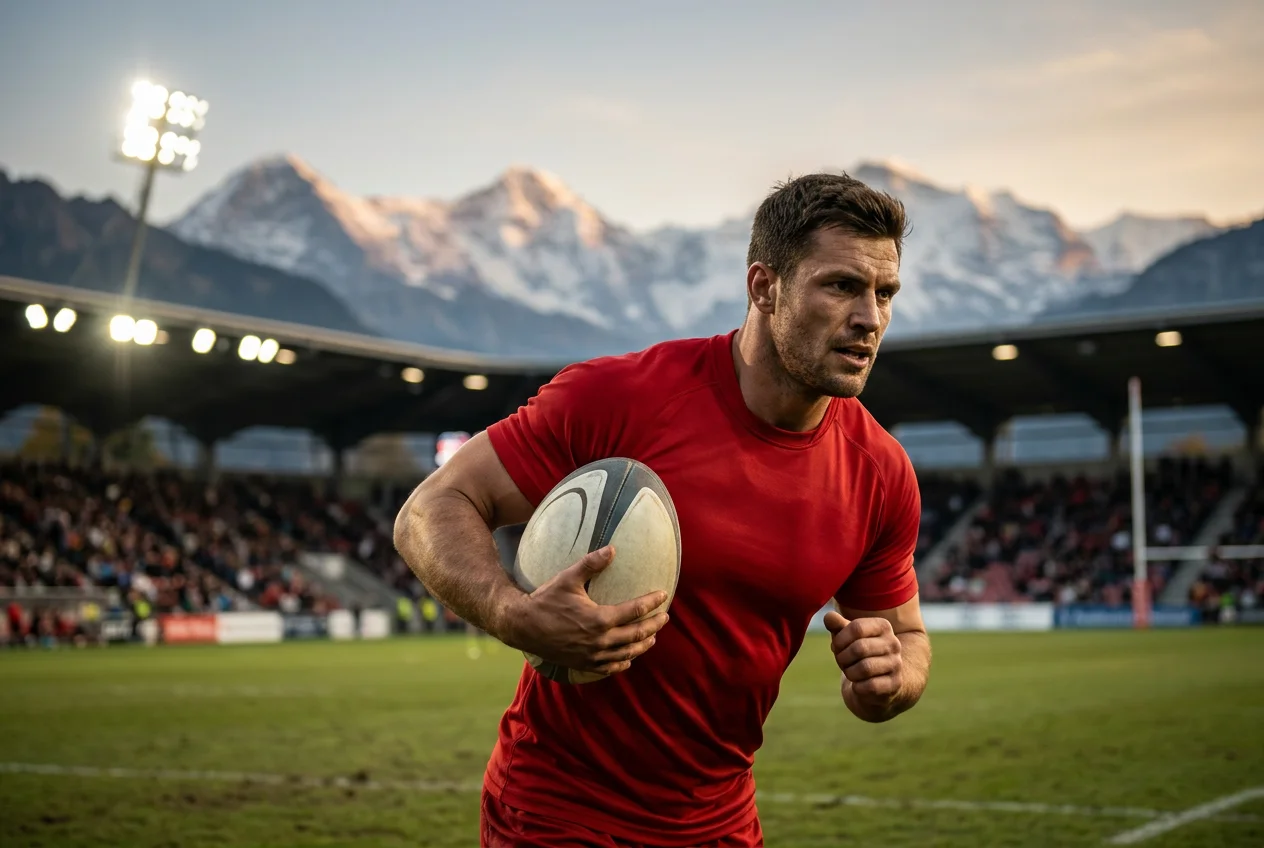 Rugby Union Spielszene mit Quoten-Overlay im Schweizer Wettmarkt-Kontext